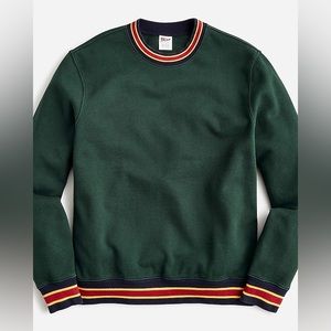 JCrew Heritage fleece crewneck with striped trim